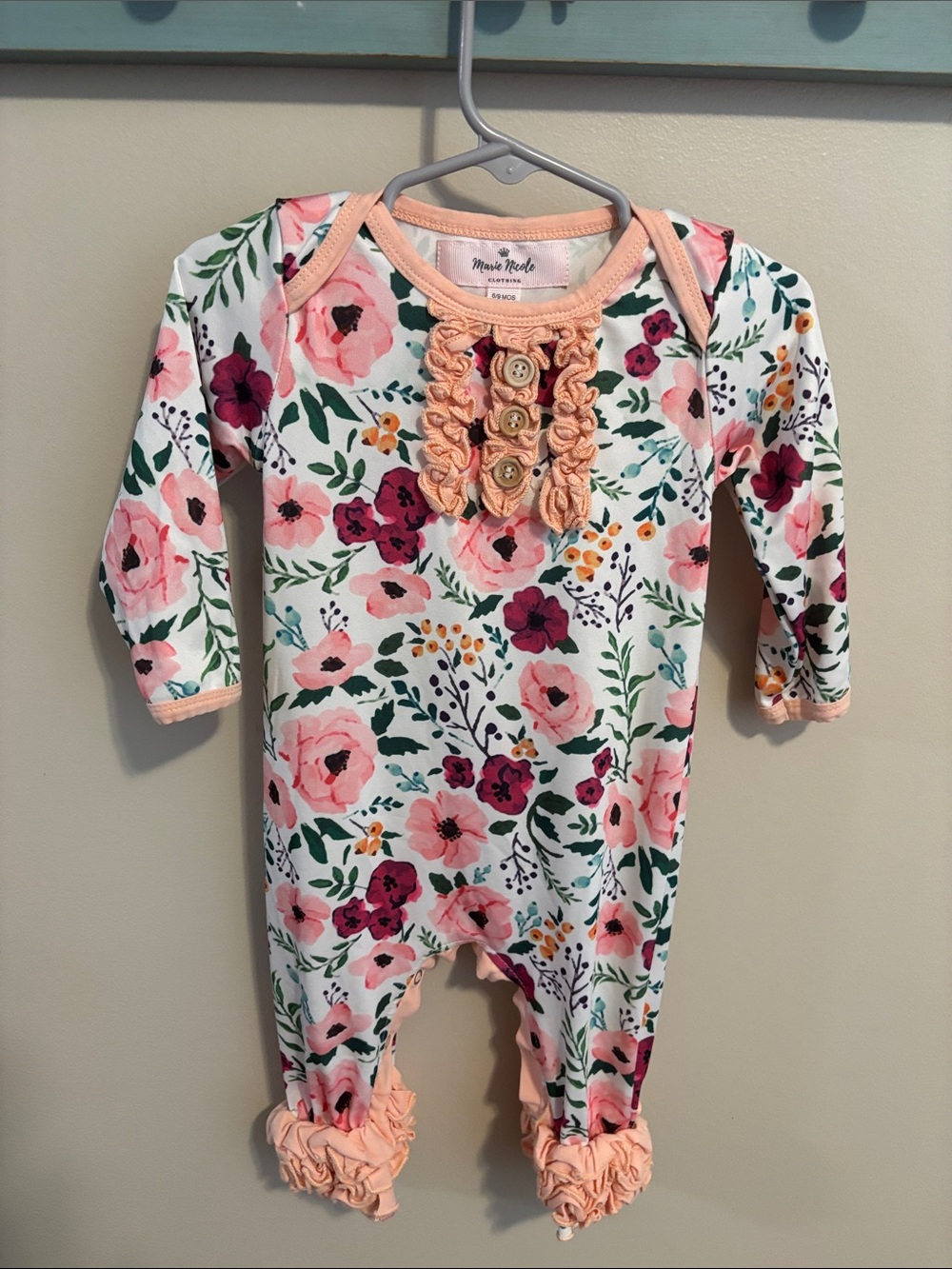 Marie Nicole Floral Ruffle One-Piece size 6-9 months